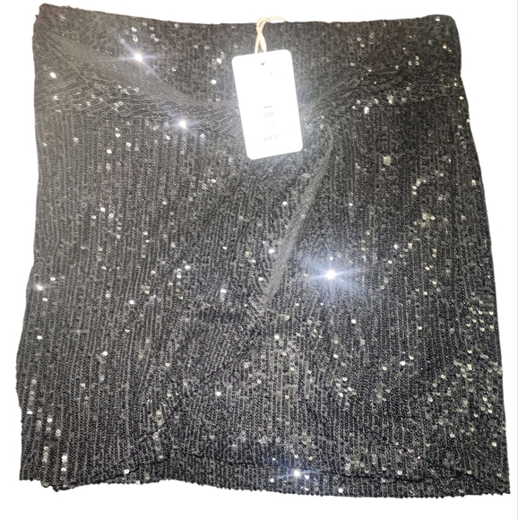 GB Sequin Black Mini Skirt Size Large - Picture 3 of 6